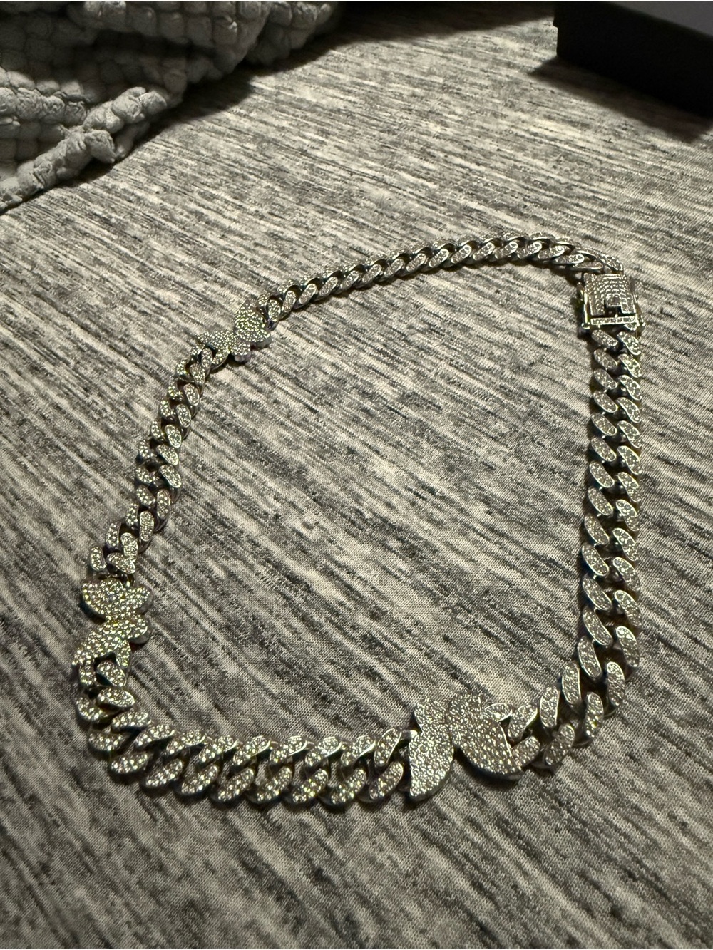 Crystal Pavé Cuban Link Necklace in Silver